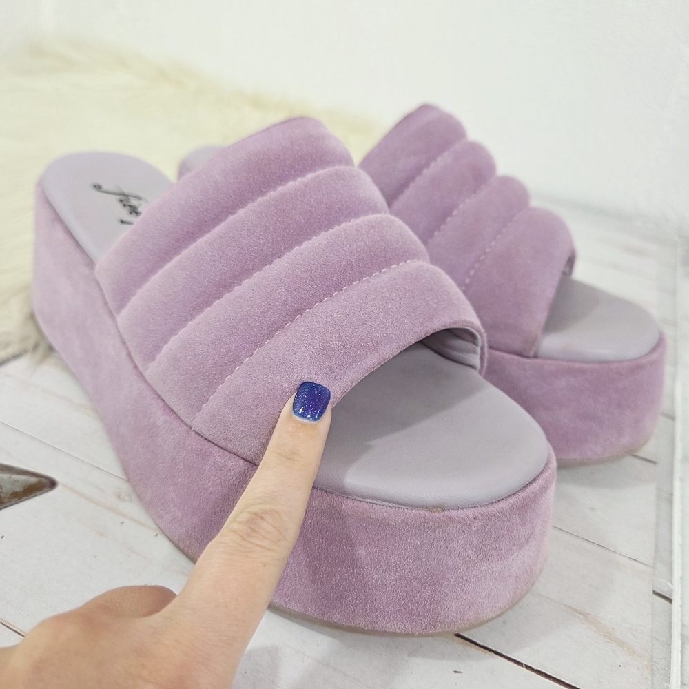 Free People Almost Paradise Flatform Sandals Orchid Purple Suede Pastel Size 37 - Picture 6 of 11